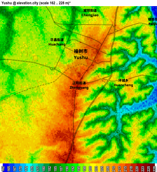 Zoom OUT 2x Yushu, China elevation map