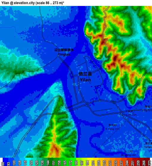 Zoom OUT 2x Yilan, China elevation map