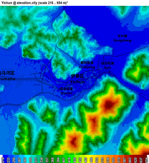 Zoom OUT 2x Yichun, China elevation map
