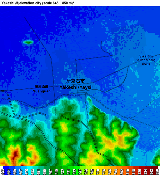 Zoom OUT 2x Yakeshi, China elevation map