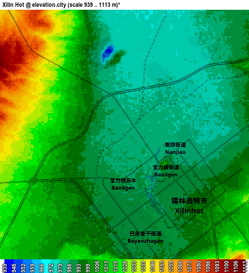 Zoom OUT 2x Xilin Hot, China elevation map