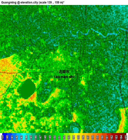 Zoom OUT 2x Guangming, China elevation map