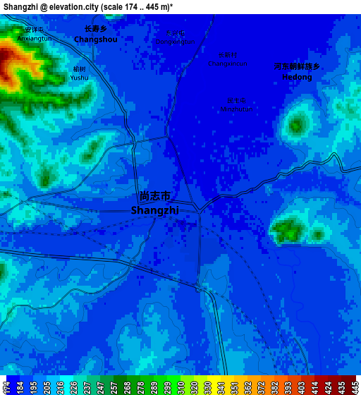 Zoom OUT 2x Shangzhi, China elevation map