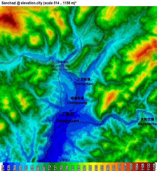 Zoom OUT 2x Sanchazi, China elevation map