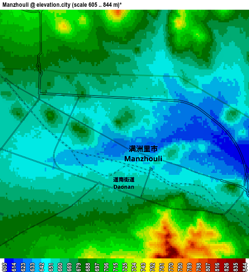 Zoom OUT 2x Manzhouli, China elevation map