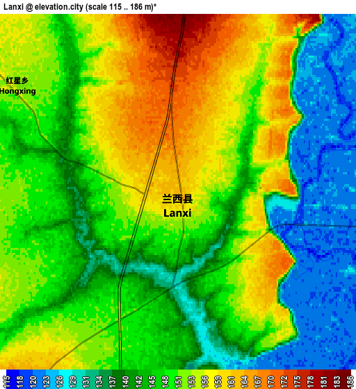 Zoom OUT 2x Lanxi, China elevation map