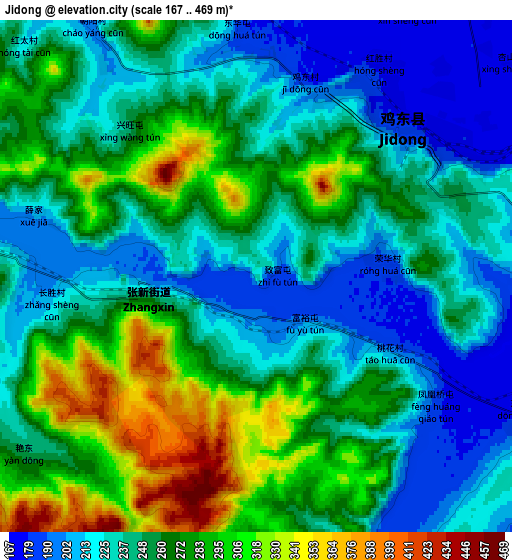 Zoom OUT 2x Jidong, China elevation map