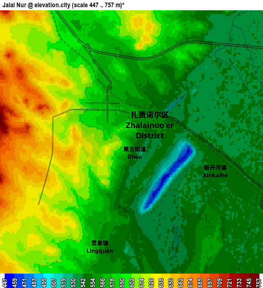 Zoom OUT 2x Jalai Nur, China elevation map