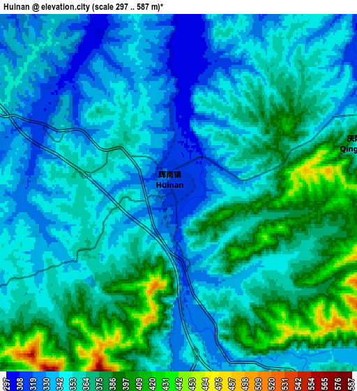 Zoom OUT 2x Huinan, China elevation map
