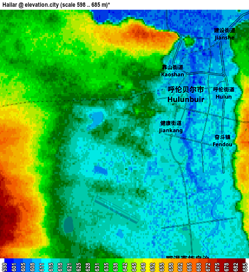 Zoom OUT 2x Hailar, China elevation map