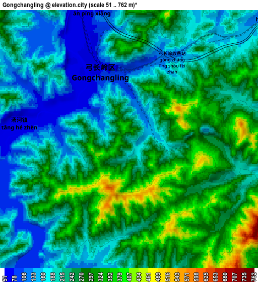 Zoom OUT 2x Gongchangling, China elevation map