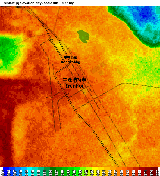 Zoom OUT 2x Erenhot, China elevation map