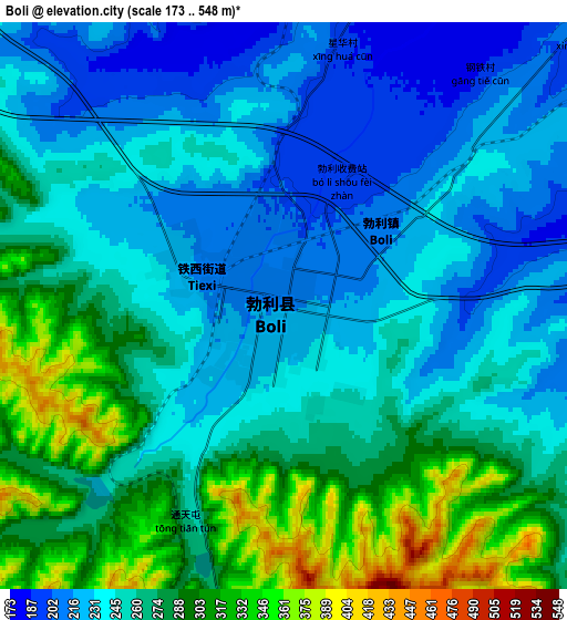 Zoom OUT 2x Boli, China elevation map