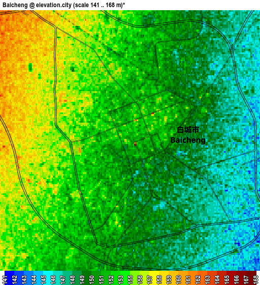 Zoom OUT 2x Baicheng, China elevation map