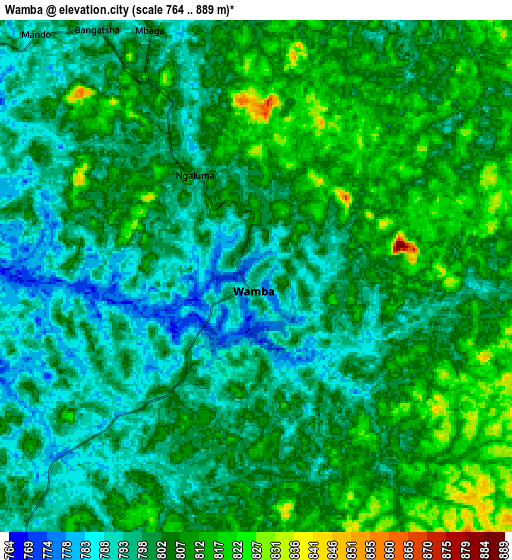 Zoom OUT 2x Wamba, Democratic Republic of the Congo elevation map
