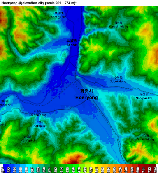 Zoom OUT 2x Hoeryŏng, North Korea elevation map