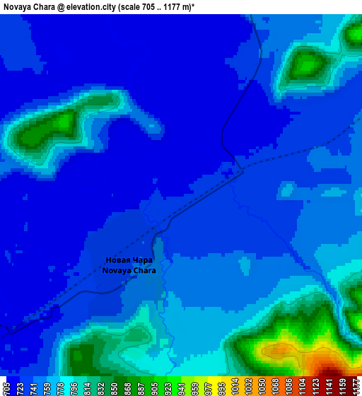 Zoom OUT 2x Novaya Chara, Russia elevation map