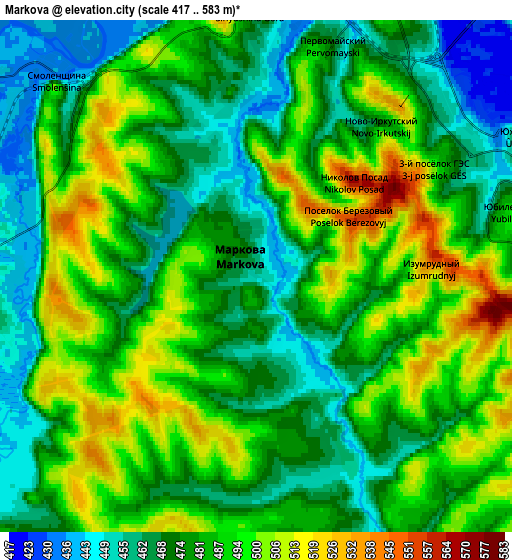 Zoom OUT 2x Markova, Russia elevation map