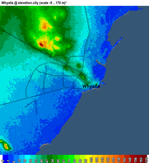 Zoom OUT 2x Whyalla, Australia elevation map