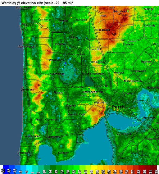 Zoom OUT 2x Wembley, Australia elevation map