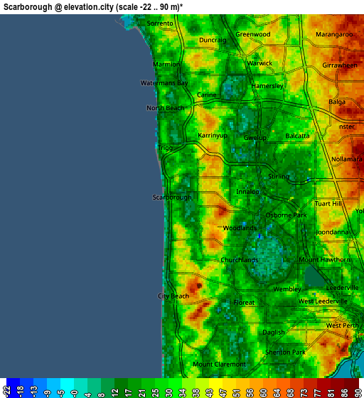 Zoom OUT 2x Scarborough, Australia elevation map