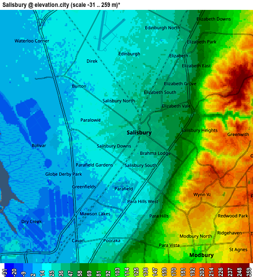 Zoom OUT 2x Salisbury, Australia elevation map