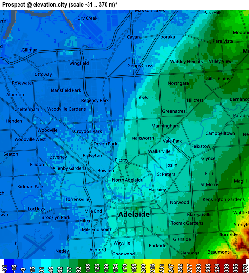 Zoom OUT 2x Prospect, Australia elevation map