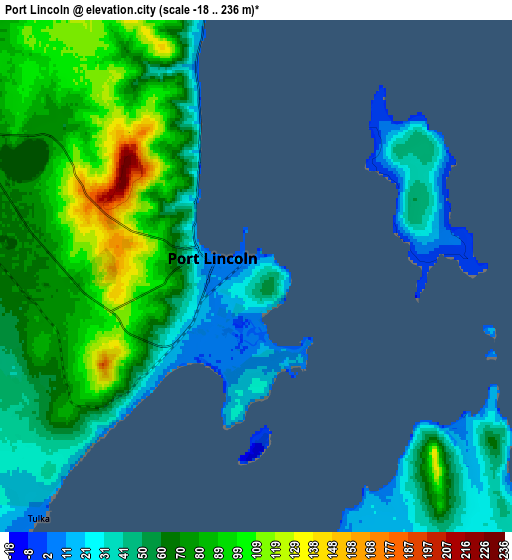 Zoom OUT 2x Port Lincoln, Australia elevation map