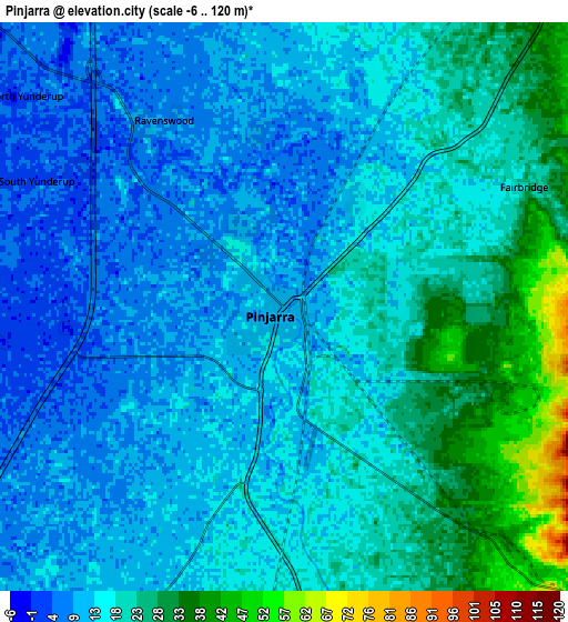 Zoom OUT 2x Pinjarra, Australia elevation map