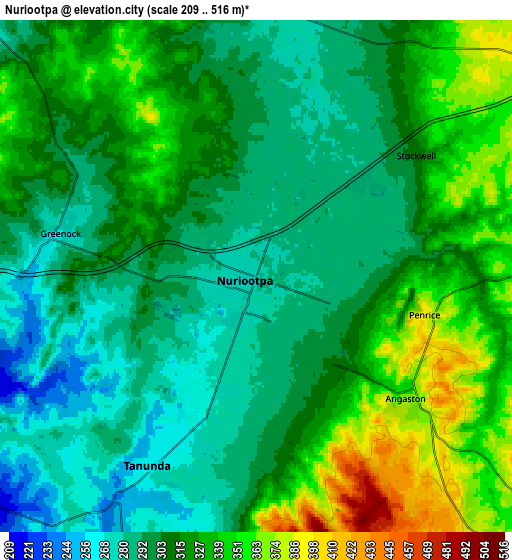 Zoom OUT 2x Nuriootpa, Australia elevation map