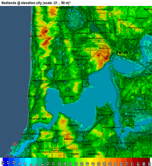 Zoom OUT 2x Nedlands, Australia elevation map