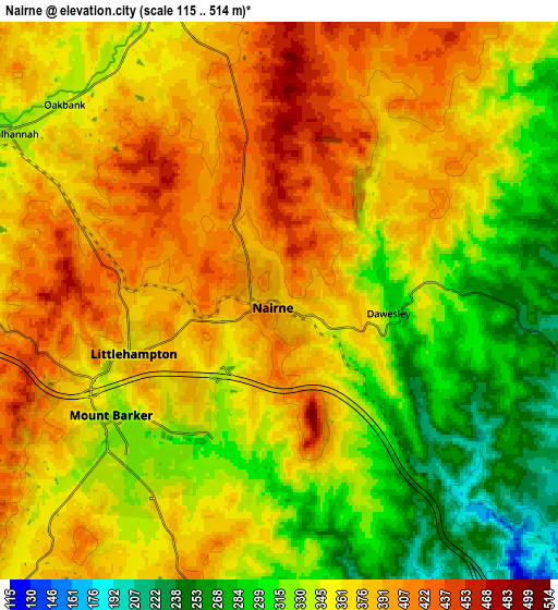 Zoom OUT 2x Nairne, Australia elevation map