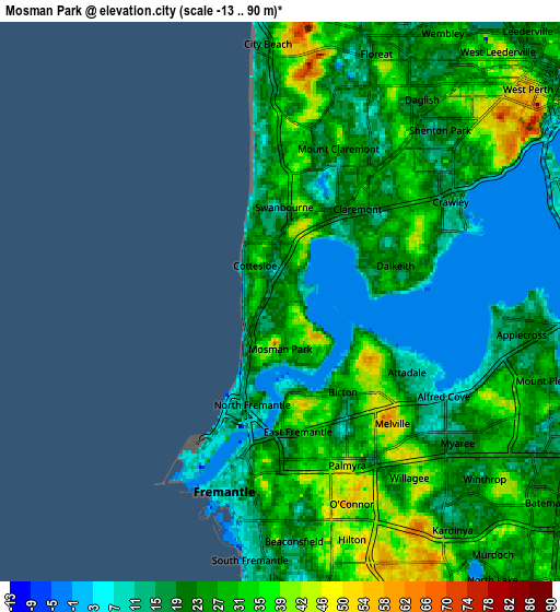 Zoom OUT 2x Mosman Park, Australia elevation map