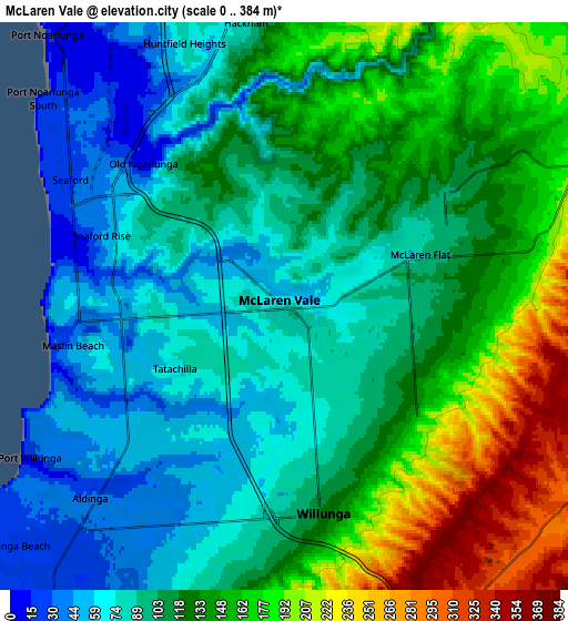 Zoom OUT 2x McLaren Vale, Australia elevation map