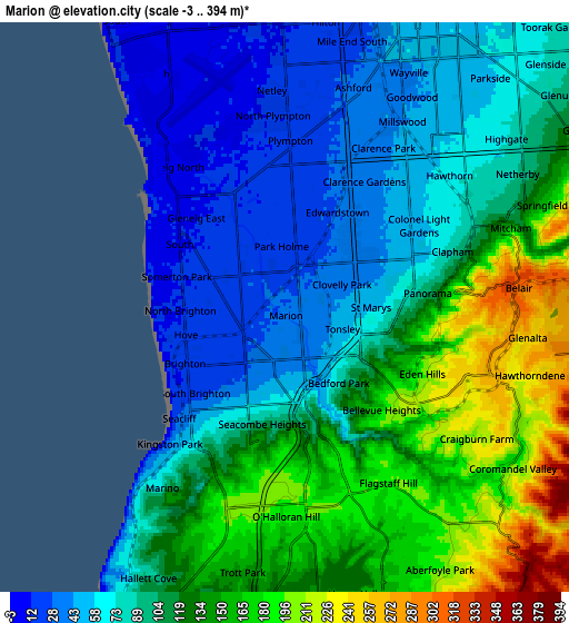 Zoom OUT 2x Marion, Australia elevation map