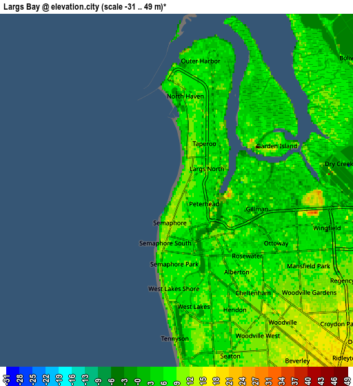 Zoom OUT 2x Largs Bay, Australia elevation map