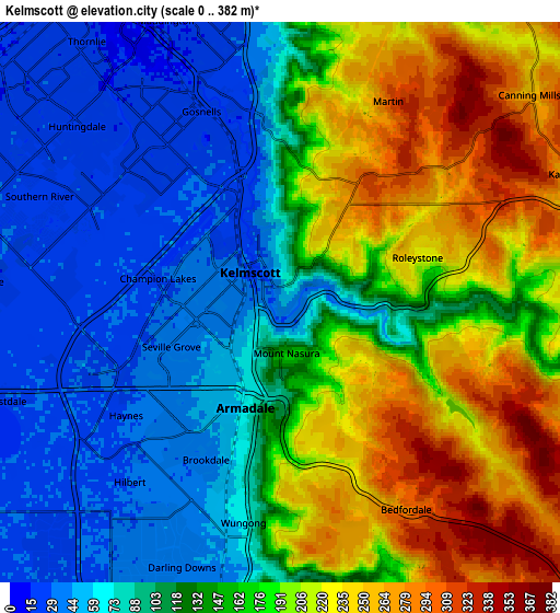 Zoom OUT 2x Kelmscott, Australia elevation map