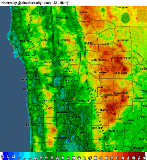 Zoom OUT 2x Hamersley, Australia elevation map