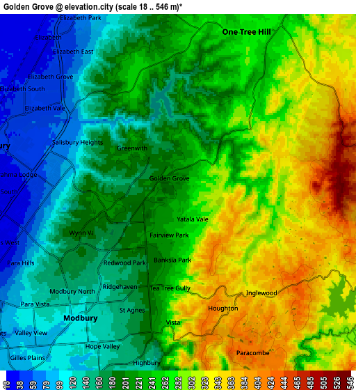 Zoom OUT 2x Golden Grove, Australia elevation map