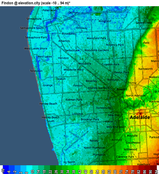 Zoom OUT 2x Findon, Australia elevation map