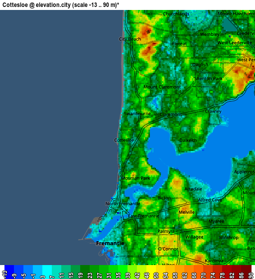 Zoom OUT 2x Cottesloe, Australia elevation map