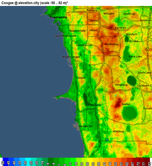 Zoom OUT 2x Coogee, Australia elevation map