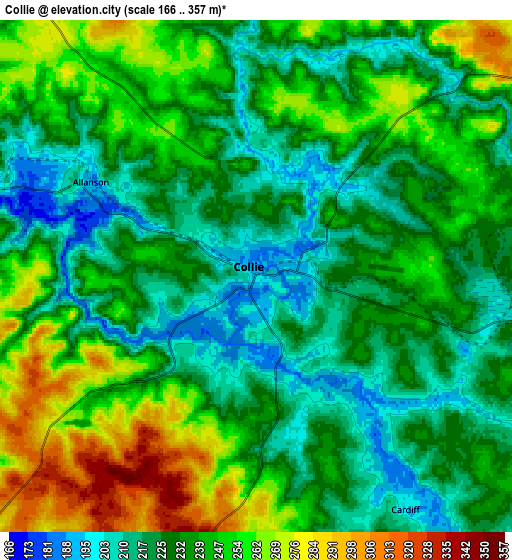 Zoom OUT 2x Collie, Australia elevation map