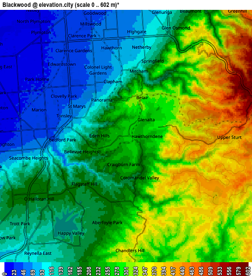 Zoom OUT 2x Blackwood, Australia elevation map