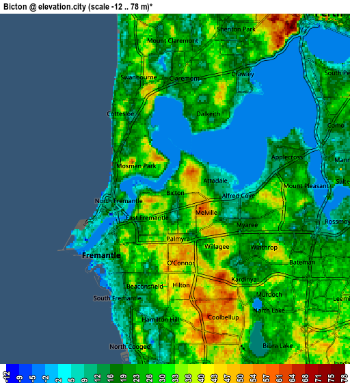 Zoom OUT 2x Bicton, Australia elevation map