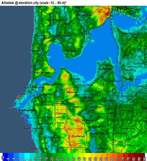 Zoom OUT 2x Attadale, Australia elevation map