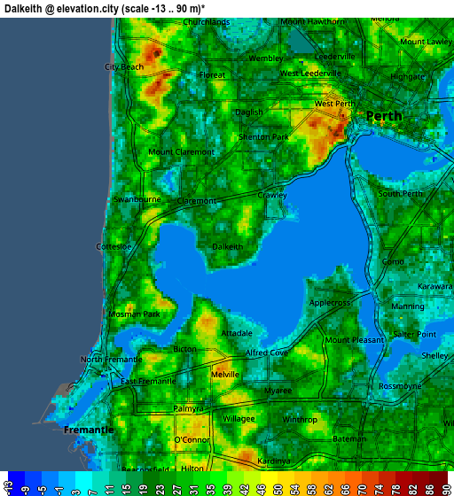 Zoom OUT 2x Dalkeith, Australia elevation map