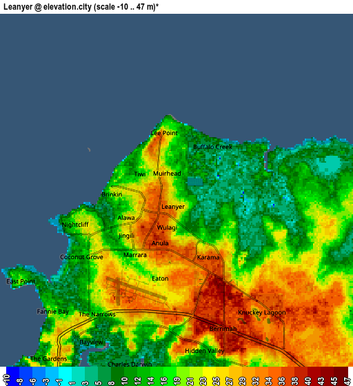 Zoom OUT 2x Leanyer, Australia elevation map