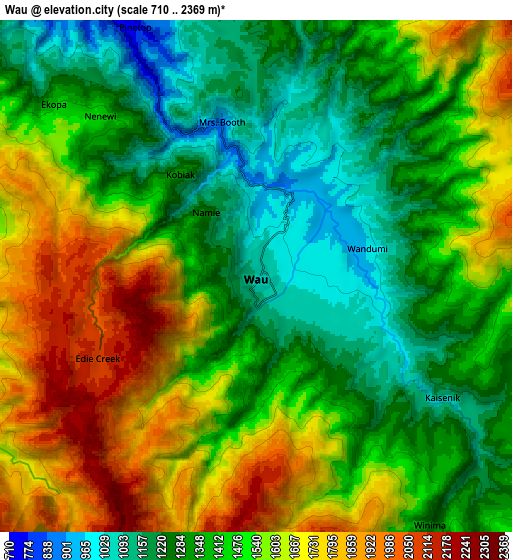Zoom OUT 2x Wau, Papua New Guinea elevation map