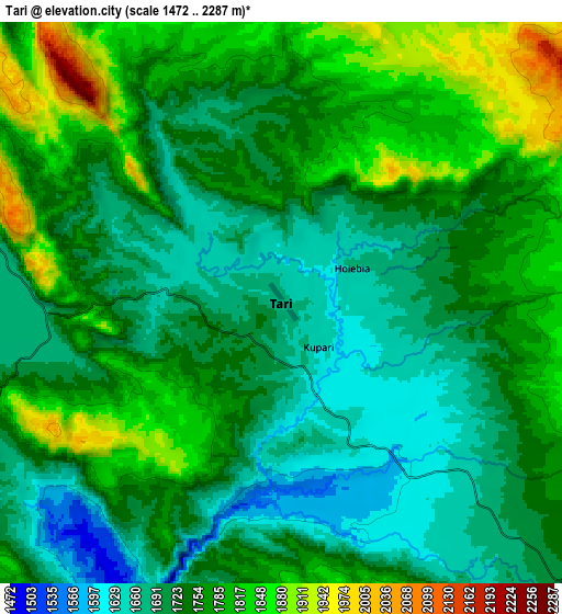 Zoom OUT 2x Tari, Papua New Guinea elevation map